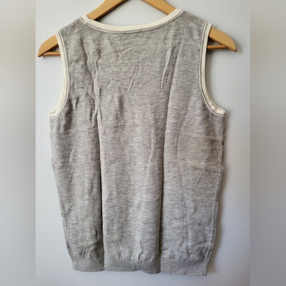 TALBOTS Gray Polka Dot Cotton And Cashmere Blend Sleeveless Top - Picture 5 of 6
